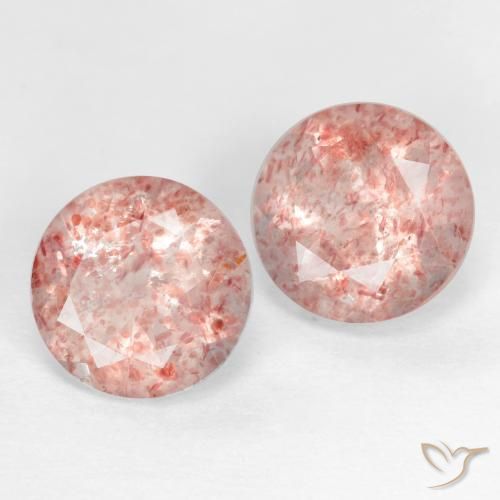 Gemas de Cuarzo fresa Rosado bubblegum claro natural de 2.32 ct, Redondo, Translúcido