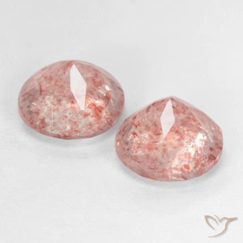 Gemas de Cuarzo fresa Rosado bubblegum claro natural de 2.32 ct, Redondo, Translúcido
