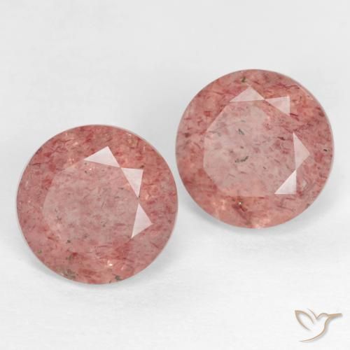 Gemas de Cuarzo fresa Rosado claro medio natural de 2.65 ct, Redondo, Translúcido