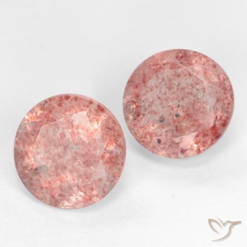 Gemas de Cuarzo fresa Rosado medio natural de 2.58 ct, Redondo, Translúcido