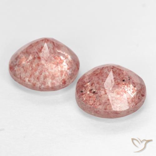Gemas de Cuarzo fresa Rosado medio natural de 2.58 ct, Redondo, Translúcido