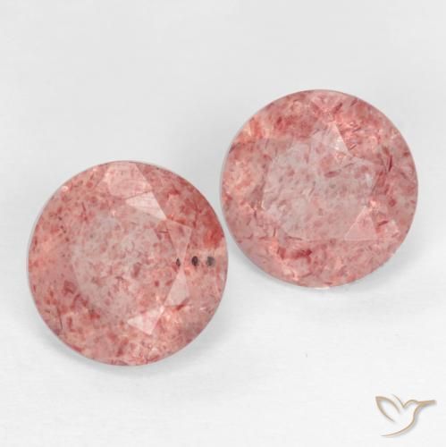 Gemas de Cuarzo fresa Rosado terroso natural de 2.35 ct, Redondo, Translúcido
