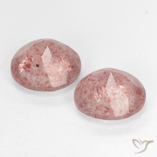 Gemas de Cuarzo fresa Rosado terroso natural de 2.35 ct, Redondo, Translúcido