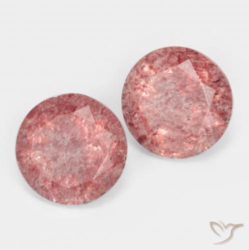 Gemas de Cuarzo fresa Rosa rosado natural de 2.50 ct, Redondo, Translúcido