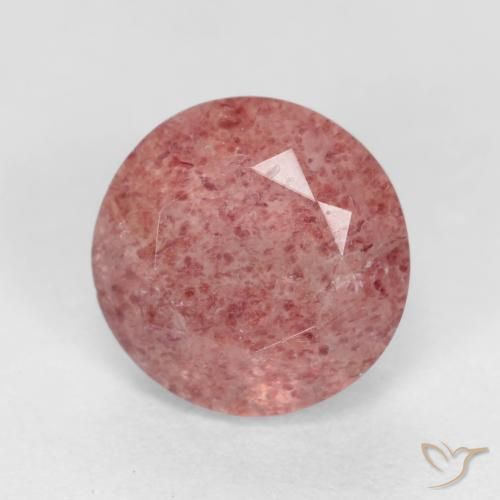 1.36ct Natural Rosado medio Cuarzo fresa, Redondo, Translúcido