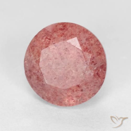Cuarzo fresa Rosado medio natural de 1.36 ct, Redondo, Translúcido