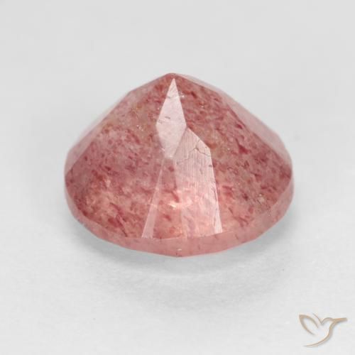 Cuarzo fresa Rosado medio natural de 1.36 ct, Redondo, Translúcido