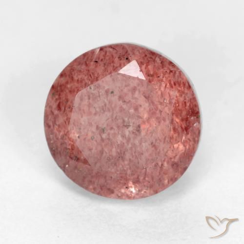 Cuarzo fresa Rosado frambuesa natural de 1.48 ct, Redondo, Translúcido