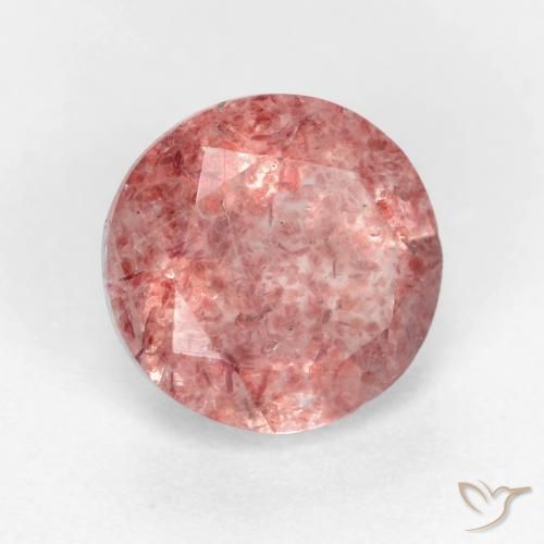 Cuarzo fresa Rosado medio natural de 1.27 ct, Redondo, Translúcido