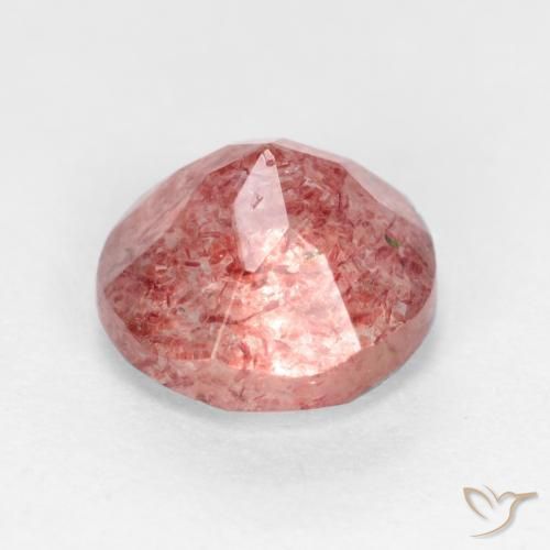 Cuarzo fresa Rosado medio natural de 1.27 ct, Redondo, Translúcido