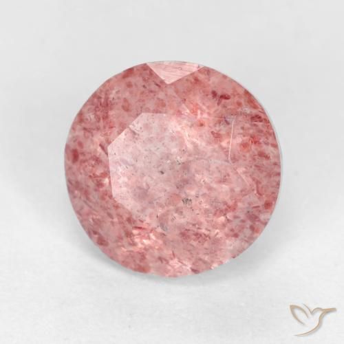 Cuarzo fresa Rosado medio natural de 1.31 ct, Redondo, Translúcido