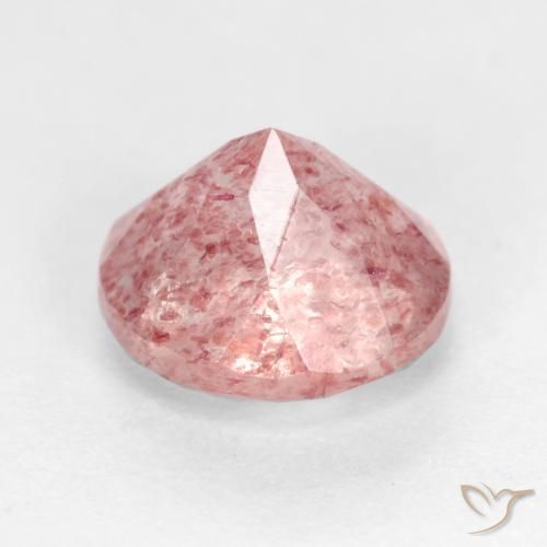 Cuarzo fresa Rosado medio natural de 1.31 ct, Redondo, Translúcido
