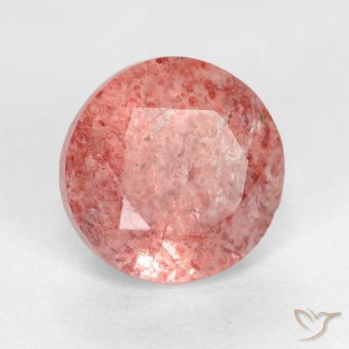 Cuarzo fresa Rosado rojizo natural de 1.50 ct, Redondo, Translúcido