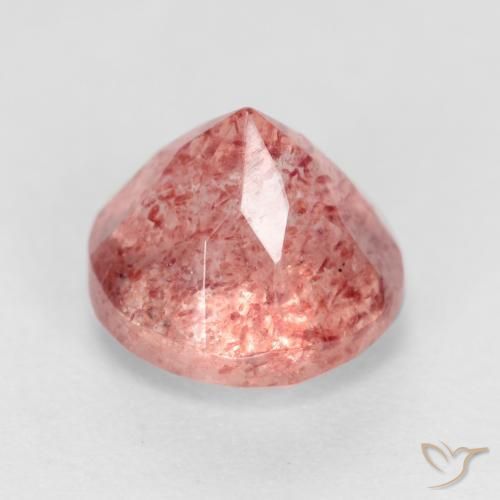 Cuarzo fresa Rosado rojizo natural de 1.50 ct, Redondo, Translúcido