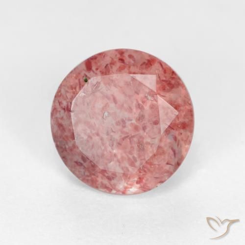 Cuarzo fresa Rosa rosado natural de 1.31 ct, Redondo, Translúcido