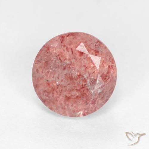 1.24ct Natural Rosado claro Cuarzo fresa, Redondo, Translúcido