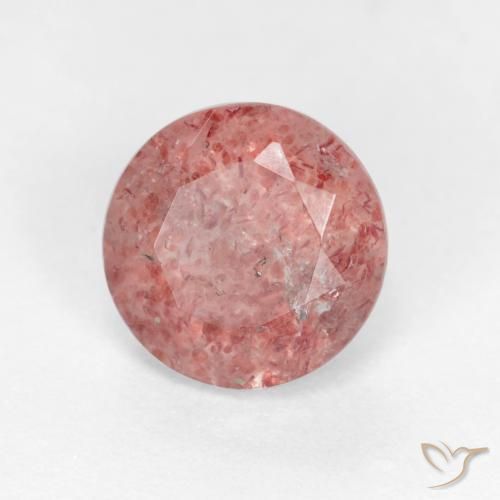 Cuarzo fresa Rosado claro natural de 1.24 ct, Redondo, Translúcido
