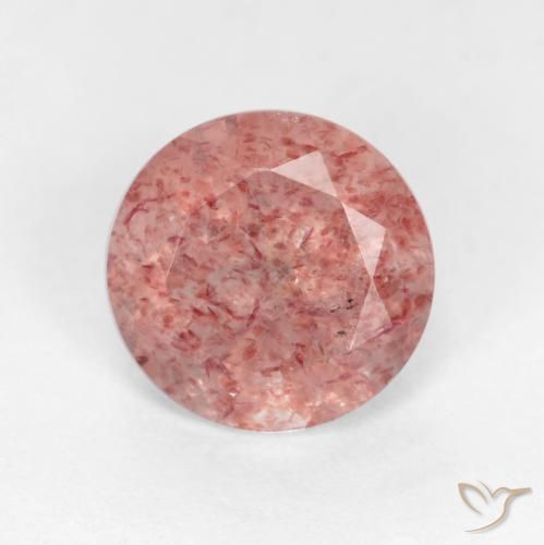 1.25ct Natural Rosado claro medio Cuarzo fresa, Redondo, Translúcido