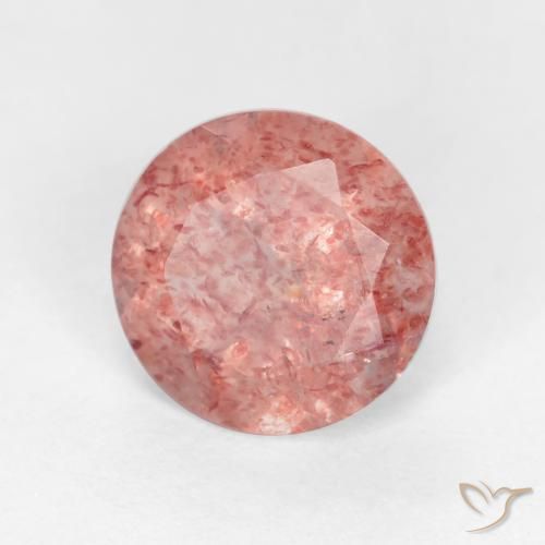 Cuarzo fresa Rosado claro medio natural de 1.25 ct, Redondo, Translúcido