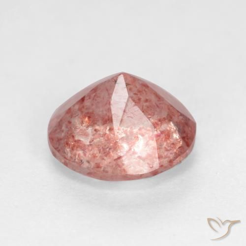 Cuarzo fresa Rosado claro medio natural de 1.25 ct, Redondo, Translúcido
