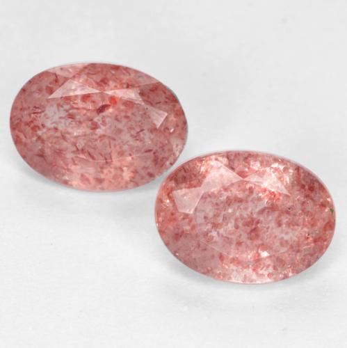 Gemas de cuarzo fresa rosa natural de 1,52 ct, corte óvalo, translúcido