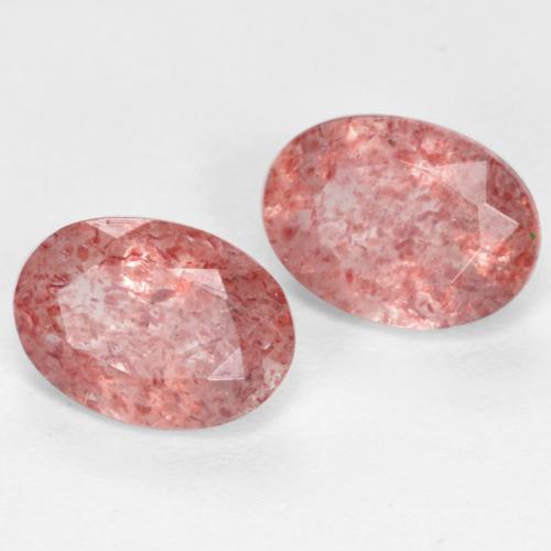 Gemas de cuarzo fresa rosa natural de 1,52 ct, corte óvalo, translúcido