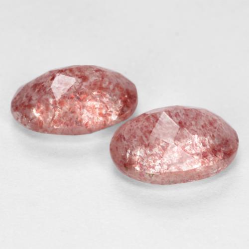 Gemas de cuarzo fresa rosa natural de 1,52 ct, corte óvalo, translúcido