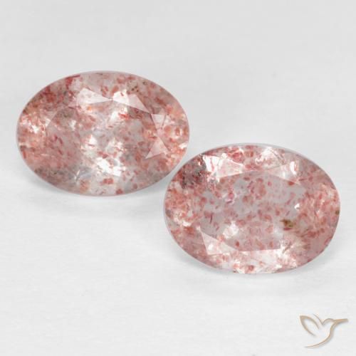 Gemas de Cuarzo Fresa Rosado claro natural de 1.58 ct, Corte Óvalo, Transparente