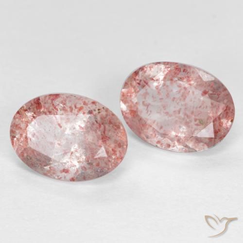 Gemas de Cuarzo Fresa Rosado claro natural de 1.58 ct, Corte Óvalo, Transparente