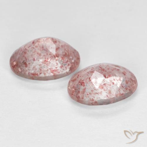 Gemas de Cuarzo Fresa Rosado claro natural de 1.58 ct, Corte Óvalo, Transparente