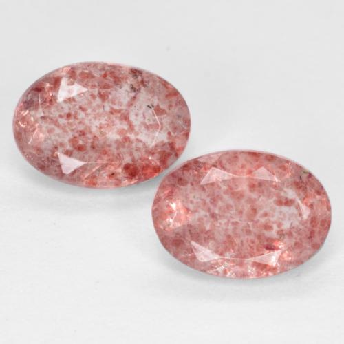 Gemas de Cuarzo Fresa Rosado claro natural de 1.46 ct, Corte Óvalo, Translúcido