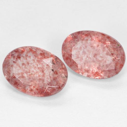 Gemas de Cuarzo Fresa Rosado claro natural de 1.46 ct, Corte Óvalo, Translúcido