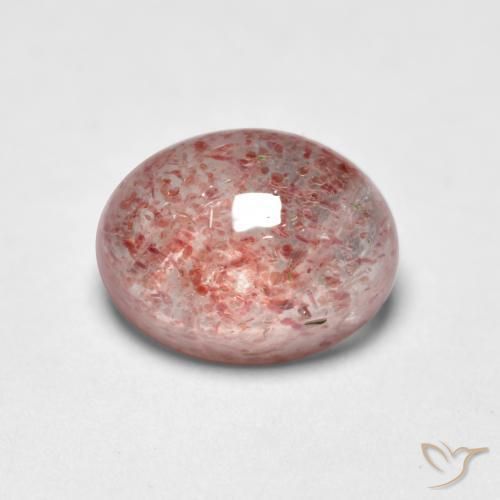 Cuarzo fresa Rosado medio natural de 1.58 ct, Ovalada, Transparente