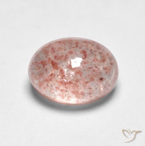 Cuarzo fresa Rosado terroso natural de 1.27 ct, Ovalada, Translúcido