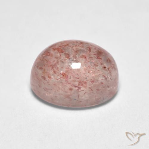 Cuarzo fresa Rosado terroso natural de 1.27 ct, Ovalada, Translúcido