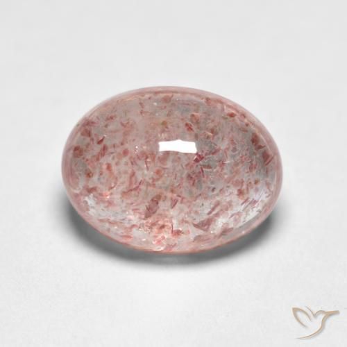 Cuarzo fresa Rosado claro natural de 1.46 ct, Ovalada, Translúcido