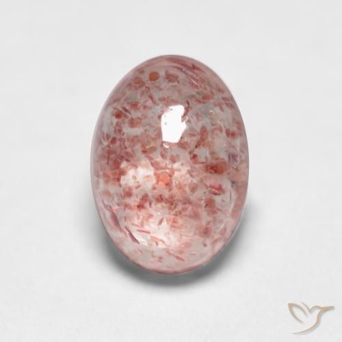 1.15ct Natural Rosado terroso cuarzo fresa, Ovalada, Translúcido