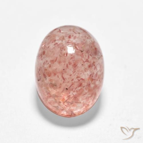 1.92ct Natural Rosado terroso cuarzo fresa, Ovalada, Translúcido