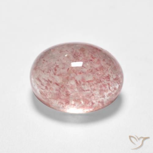 Cuarzo fresa Rosado claro natural de 1.59 ct, Ovalada, Translúcido