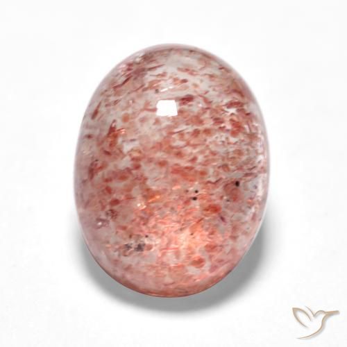 1.48ct Natural Rosado claro medio cuarzo fresa, Ovalada, Translúcido