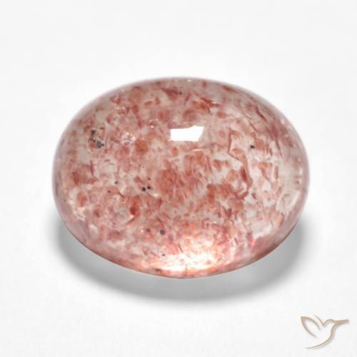 Cuarzo fresa Rosado claro medio natural de 1.48 ct, Ovalada, Translúcido
