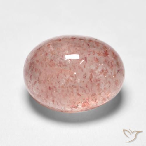Cuarzo fresa Rosado flamingo natural de 1.88 ct, Ovalada, Translúcido