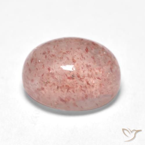 Cuarzo fresa Rosado flamingo natural de 1.88 ct, Ovalada, Translúcido