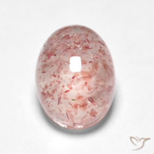 cuarzo fresa Rosado flamingo natural de 1.58 ct, Ovalada, Translúcido