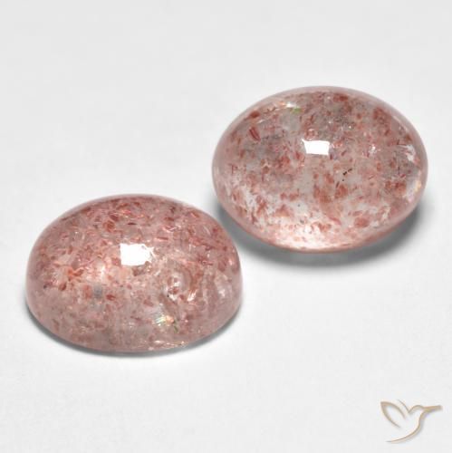 Gemas de Cuarzo fresa Rosado claro natural de 3.26 ct, Ovalada, Translúcido