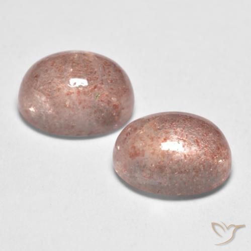 Gemas de Cuarzo fresa Rosado claro natural de 3.29 ct, Ovalada, Translúcido