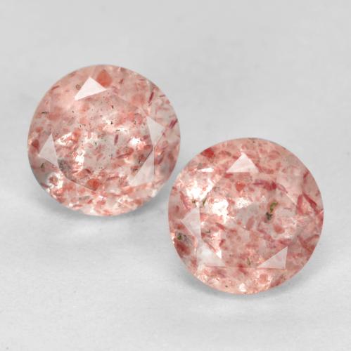 Gemas de Cuarzo Fresa Rosado terroso natural de 1.13 ct, Corte Redondo, Transparente