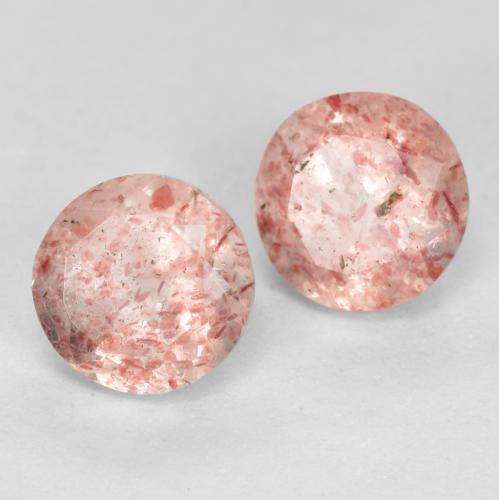 Gemas de Cuarzo Fresa Rosado terroso natural de 1.13 ct, Corte Redondo, Transparente
