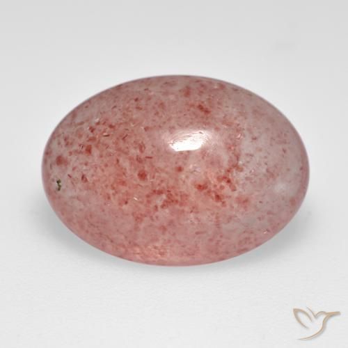 Cuarzo fresa Rosado claro medio natural de 7.12 ct, Ovalada, Translúcido