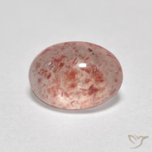 Cuarzo fresa Rosado medio natural de 0.83 ct, Ovalada, Transparente